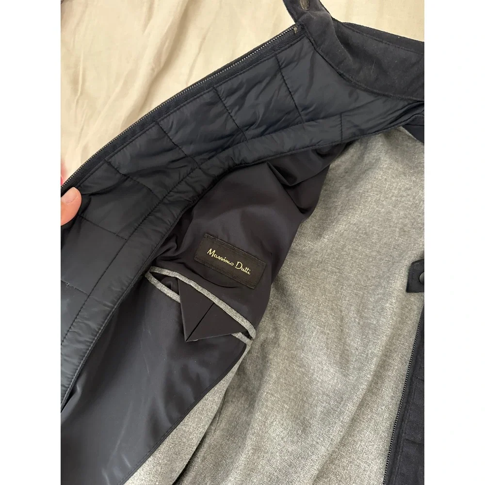 Massimo Dutti Mens Navy Blue Technical Blazer with Removable Bib Jacket